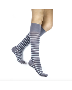 Rejuva Stripe Knee High Compression Socks Gray Teal 