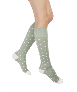 Rejuva Heart Knee High Compression Socks Sage Cream