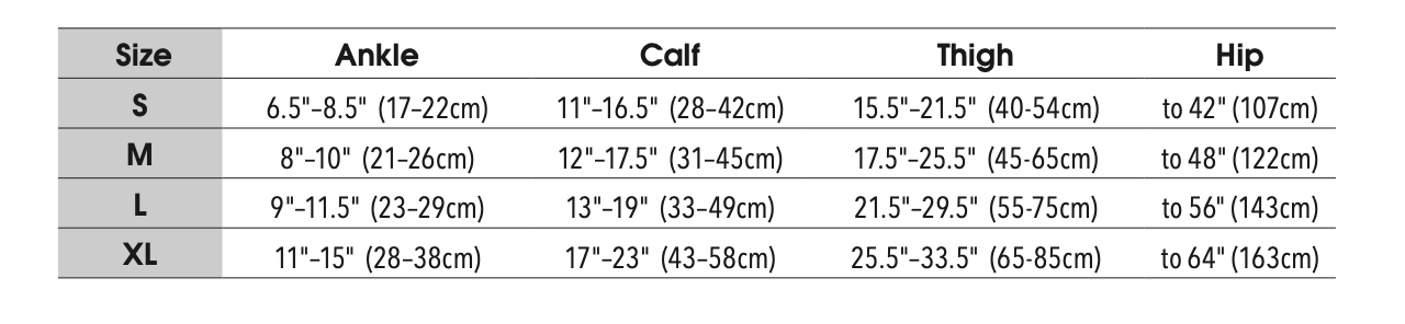 Therfirm Singles Size Chart
